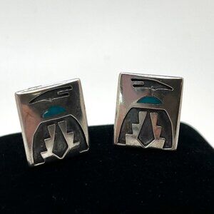 Silver Plate Zuni Design Cuff Links